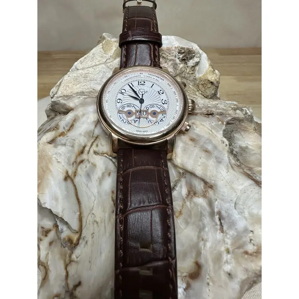 GV2 Gevril Montreux 8103 Swiss Chronograph Rose Gold Ltd Ed #058/500 Men Watch